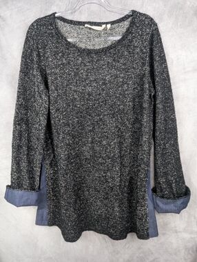 NWT Soft Surroundings Bexley Pullover Marled Sweater Tunic Black Large
